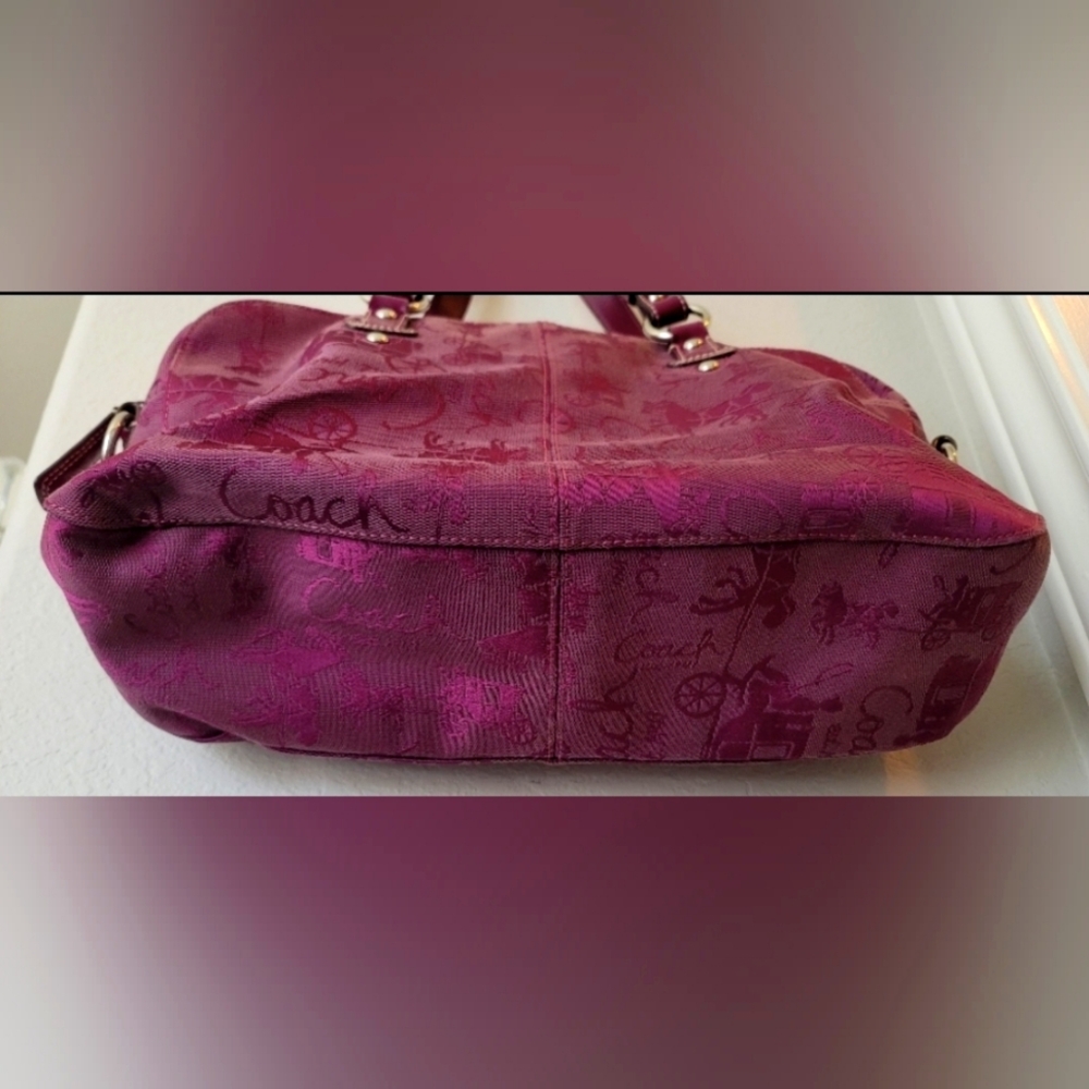 Burgundy Marron Coach Medium Satchel Purse Shoulder Bag - Picture 7 of 8